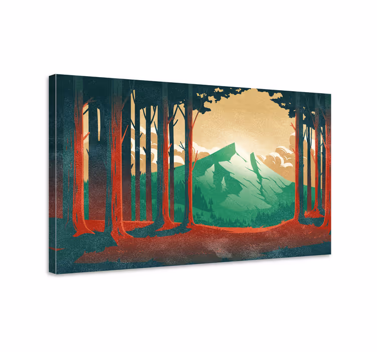 Bergen en bomen Canvas landschap - TenStickers
