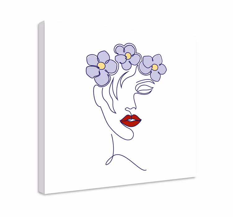 Canvas schilderij kunst elegante vrouw bloemrijk - TenStickers