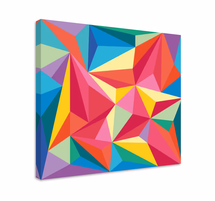 Kleurrijk driehoekspatroon Geometrische canvas schilderij - TenStickers