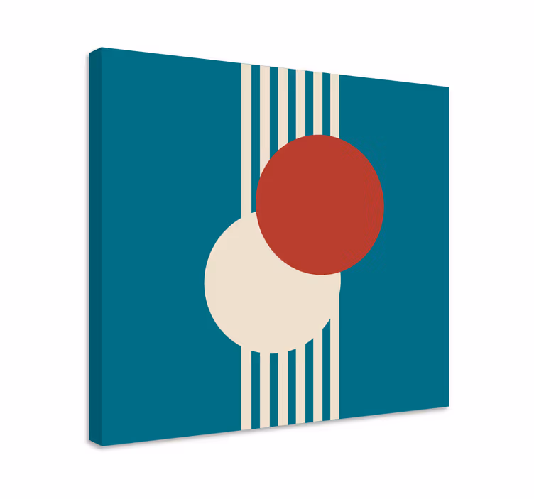 Geometrische canvas schilderij Twee cirkels abstracte kunst - TenStickers