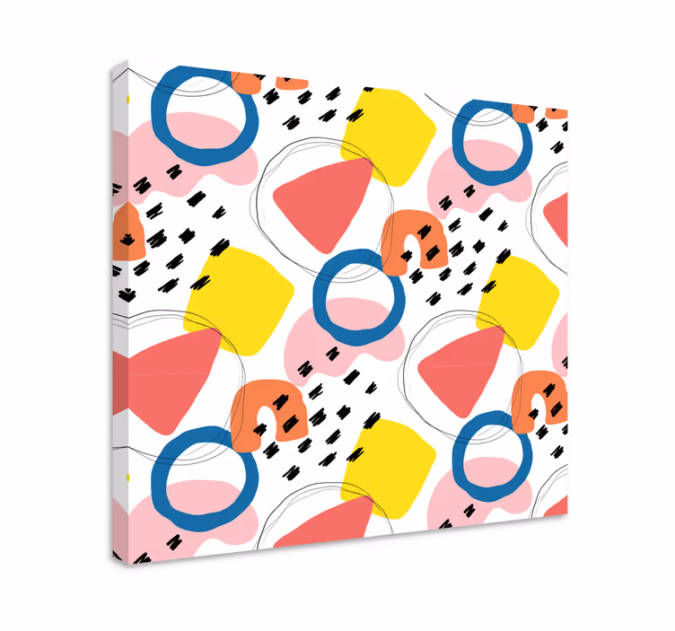 Geometrische canvas schilderij kleurrijke abstracte vormen - TenStickers