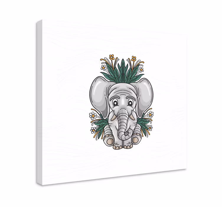 Speels olifantenontwerp Canvas schilderij olifant - TenStickers