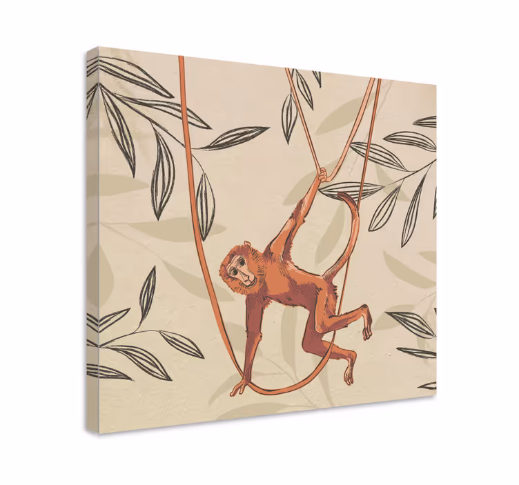 Canvas schilderij dieren aap in de lucht - TenStickers
