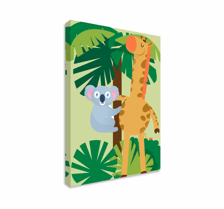 Canvas schilderij dieren koala en giraffe - TenStickers