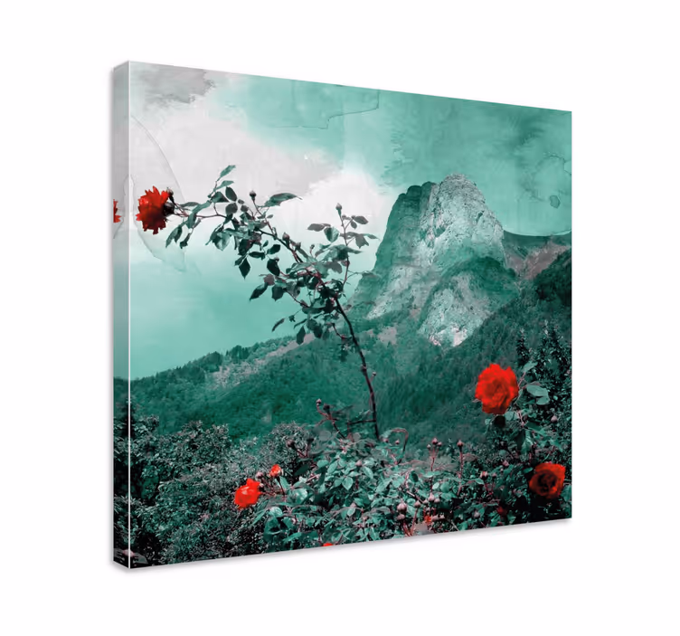 Bergroos Canvas landschap - TenStickers
