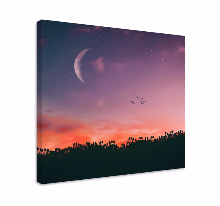 Canvas landschap maanverlichte schemerige lucht - TenStickers