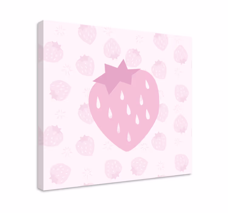 Canvas stilleven en fruit roze hart aardbei - TenStickers