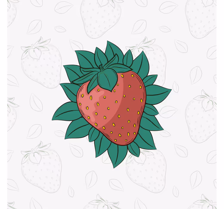 Canvas stilleven en fruit aardbei met bladeren - TenStickers