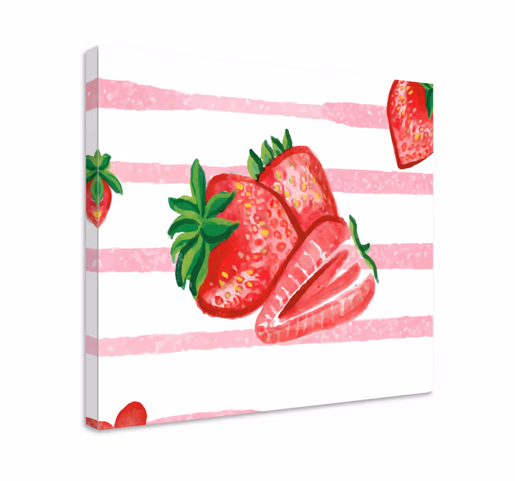 Canvas fruit Beschilderde aardbeien - TenStickers
