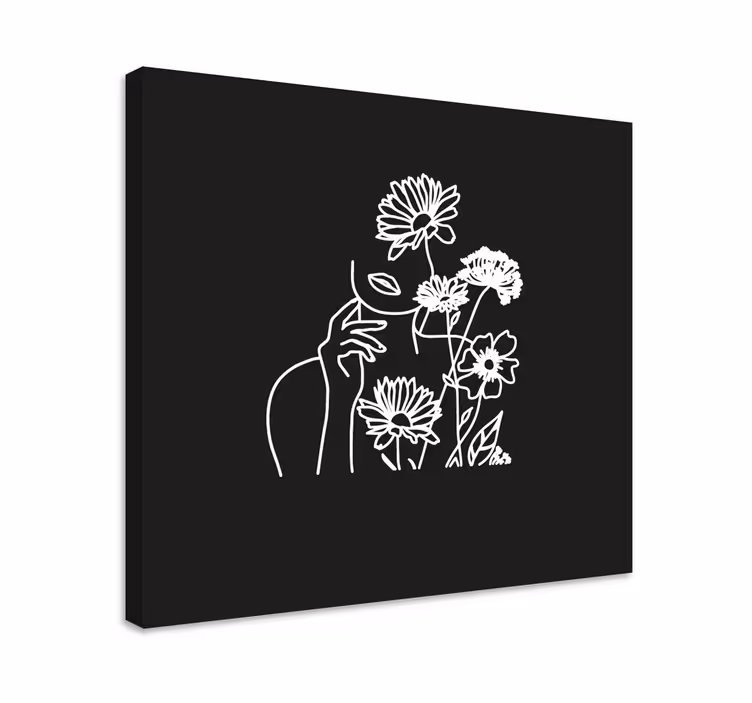 Canvas schilderij bloemen minimalistisch vrouwenontwerp - TenStickers