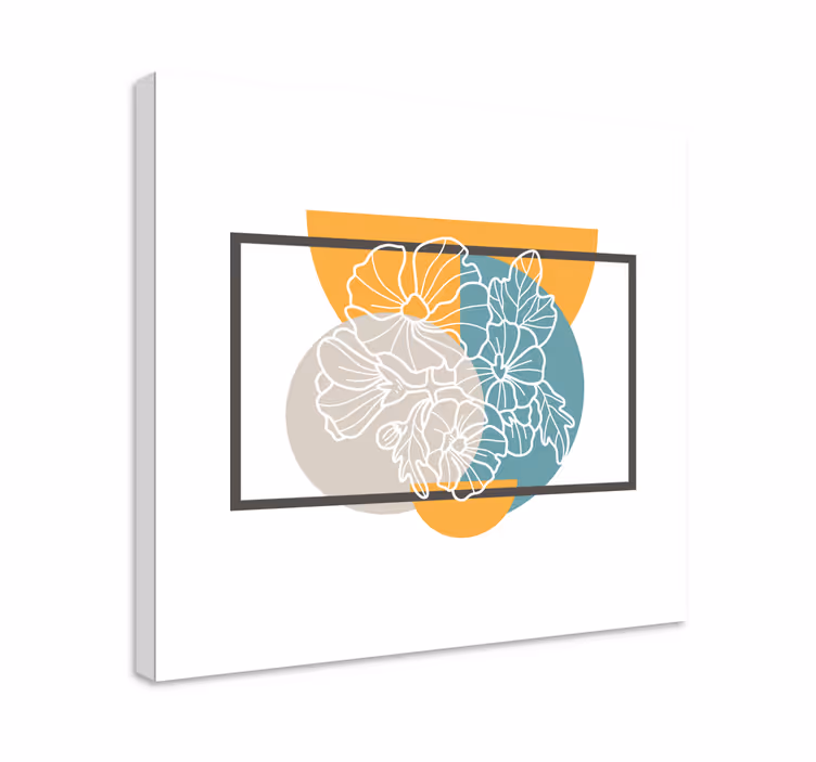 Canvas schilderij bloemen en planten botanische lijntekening - TenStickers