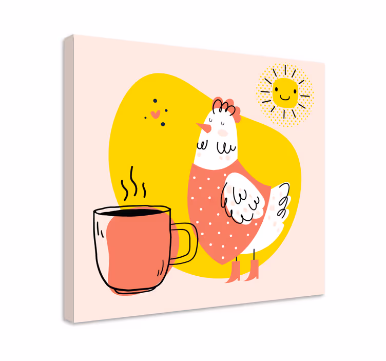 Canvas schilderij dieren vrolijke kip ochtend - TenStickers