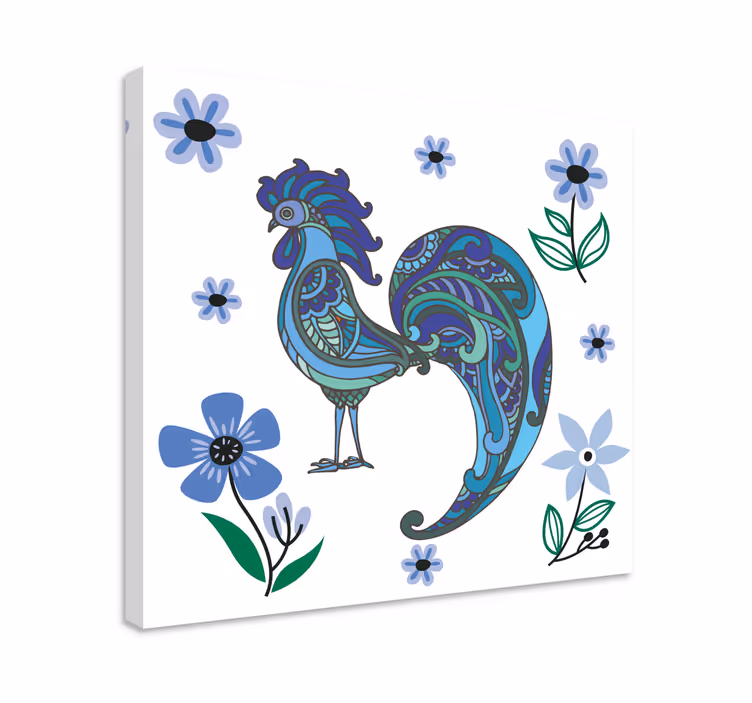 Canvas schilderij dieren kleurvolle haan sculptuur - TenStickers
