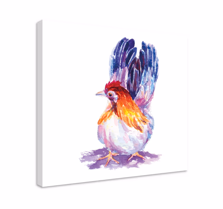 Canvas schilderij vogels kleurrijke haan figurant - TenStickers