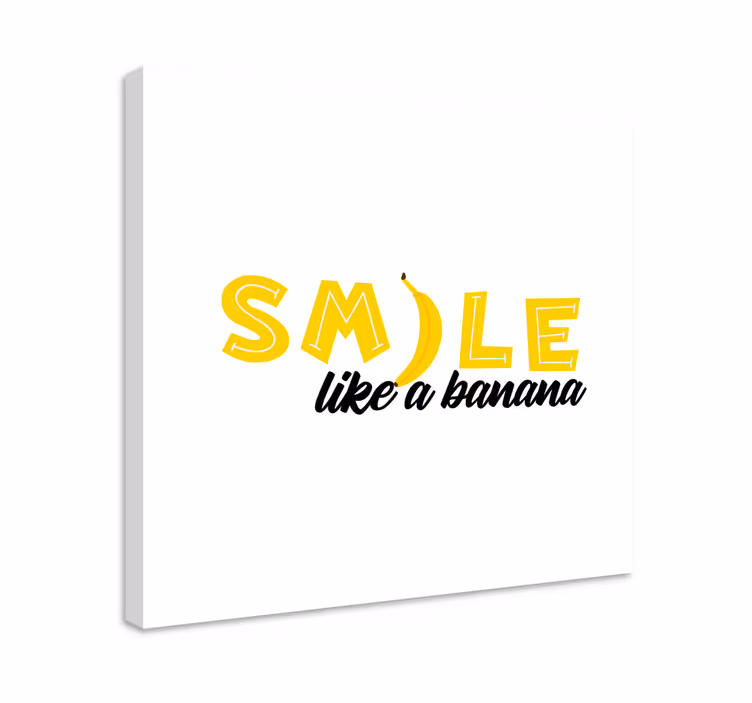 Canvas schilderij tekst glimlach als een banaan - TenStickers