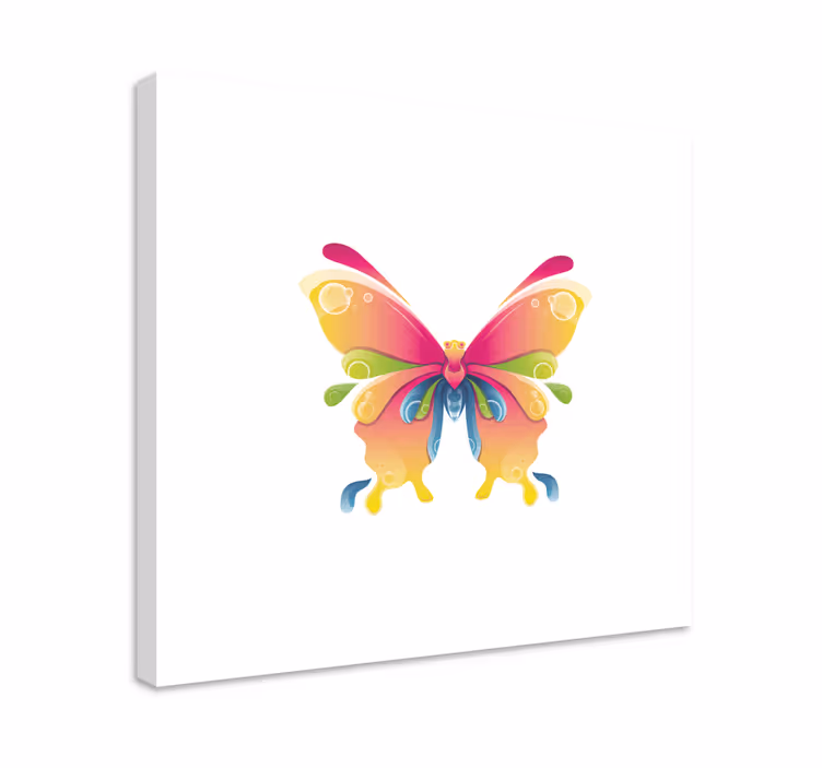 Witte achtergrond Canvas schilderij vlinder - TenStickers
