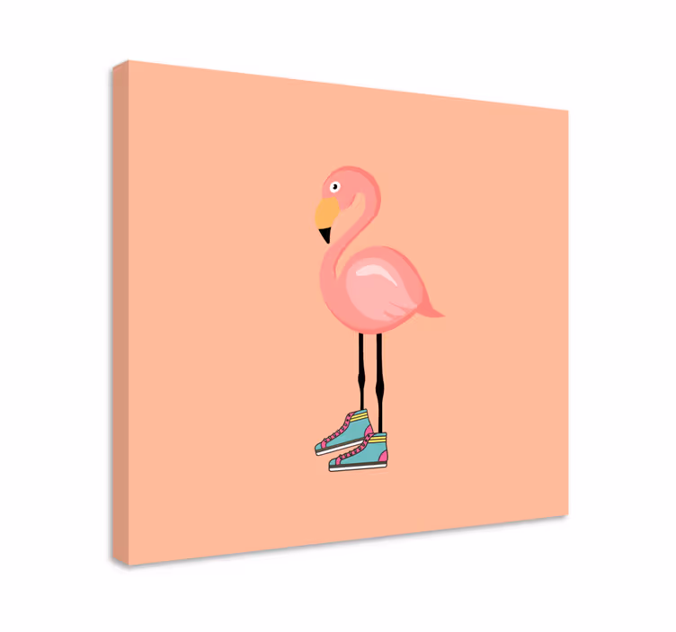 Canvas schilderij vogels stijlvolle flamingo skater - TenStickers