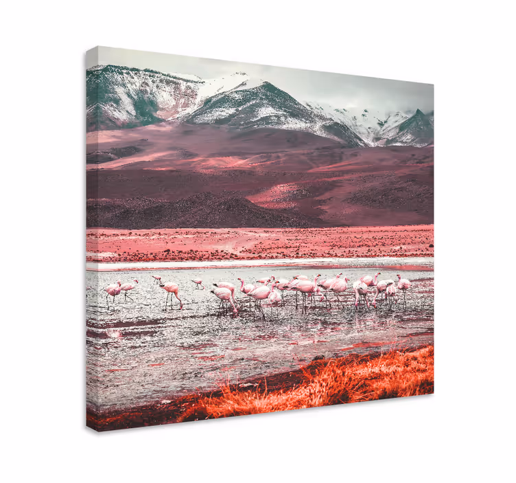 Canvas schilderij vogels flamingo's bij water - TenStickers