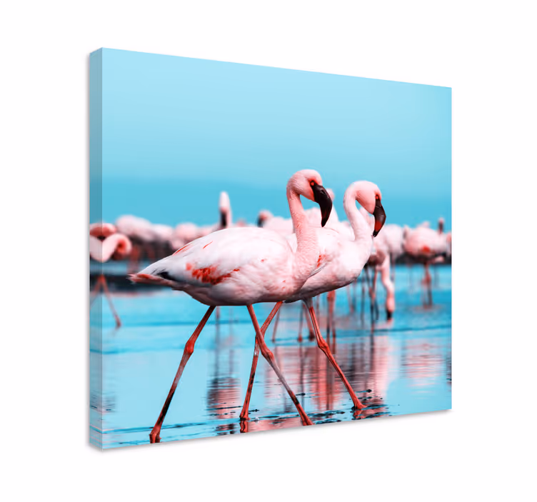 Canvas schilderij vogels majestueuze roze flamingo's - TenStickers
