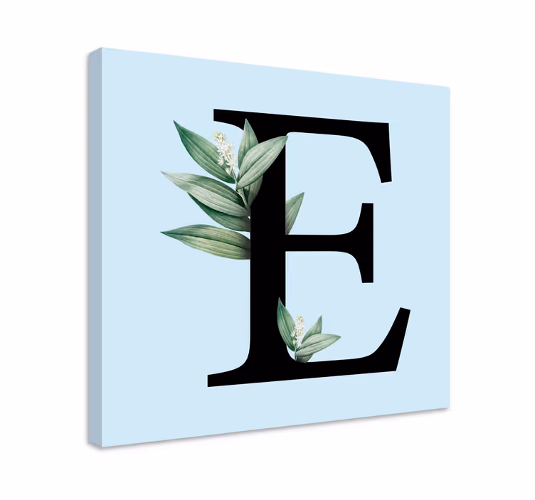 Alphabet en letters canvas schilderij letter e met bladeren - TenStickers
