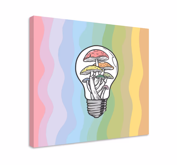Canvas schilderij andere teksten paddenstoel lamp - TenStickers