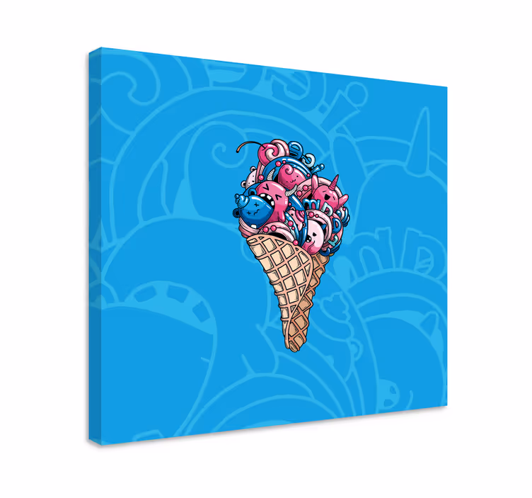 Canvas schilderij muziek schattige ijsjes - TenStickers