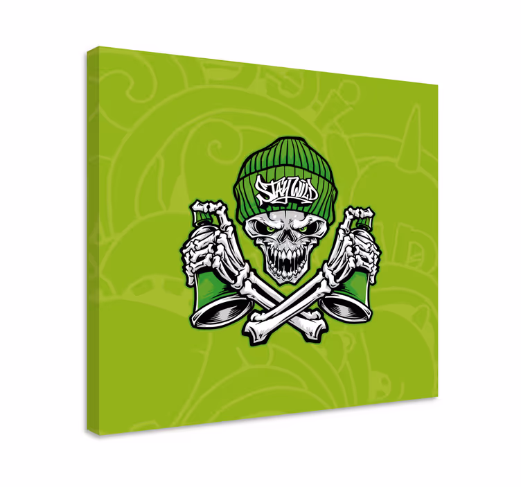 Canvas schilderij mensen en karakters skull met bekers - TenStickers