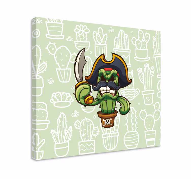 Canvas schilderij plant cactus piratenpersonage - TenStickers
