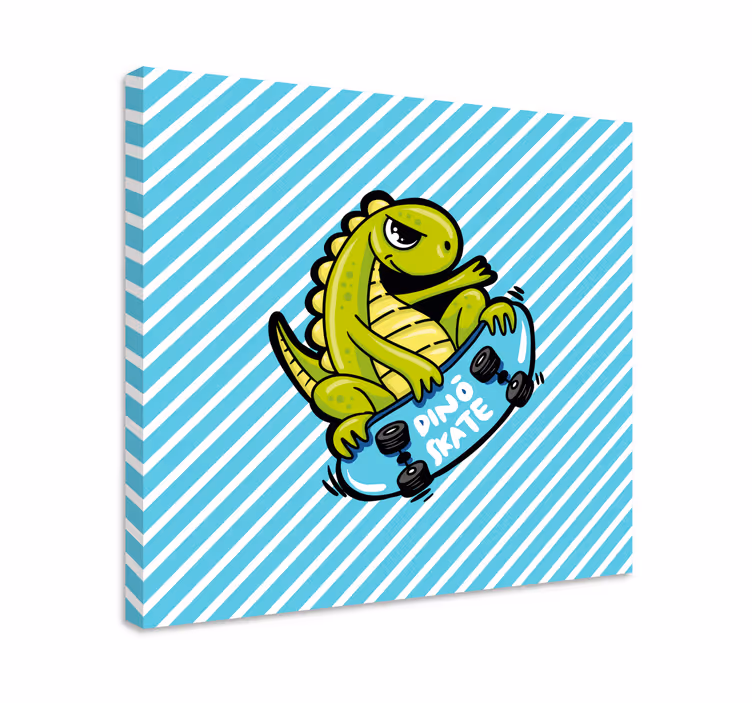 Canvas schilderij dinosaurus dino skateboard pret - TenStickers