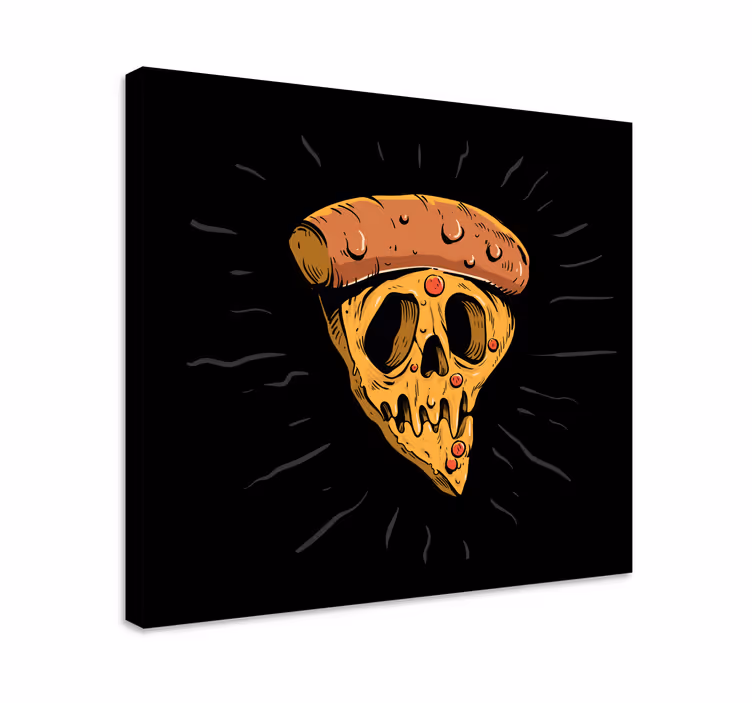 Schedel pizza punt Canvas schilderij andere teksten - TenStickers