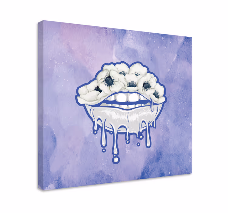 Ornament canvas schilder mond met bloemen - TenStickers