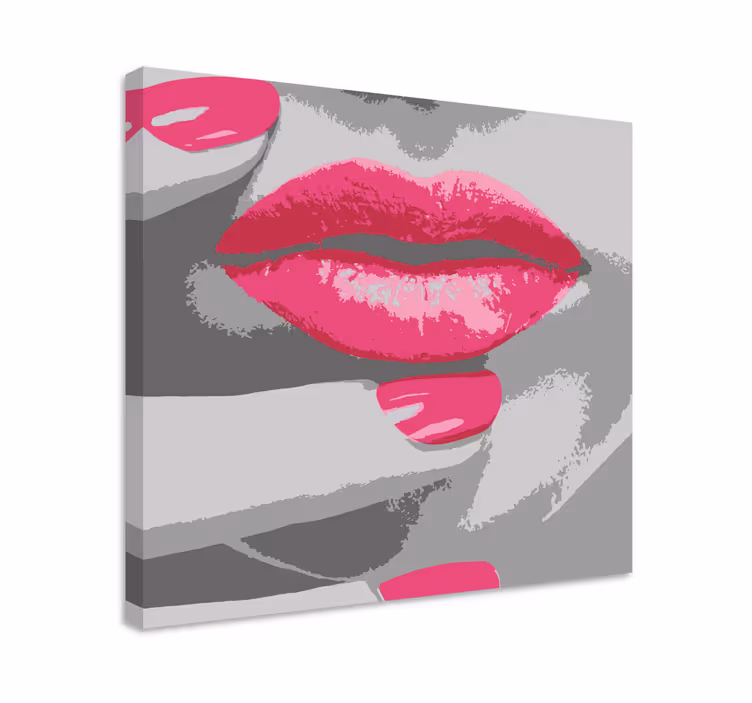 Vintage canvas schilderij roze lippen detail - TenStickers