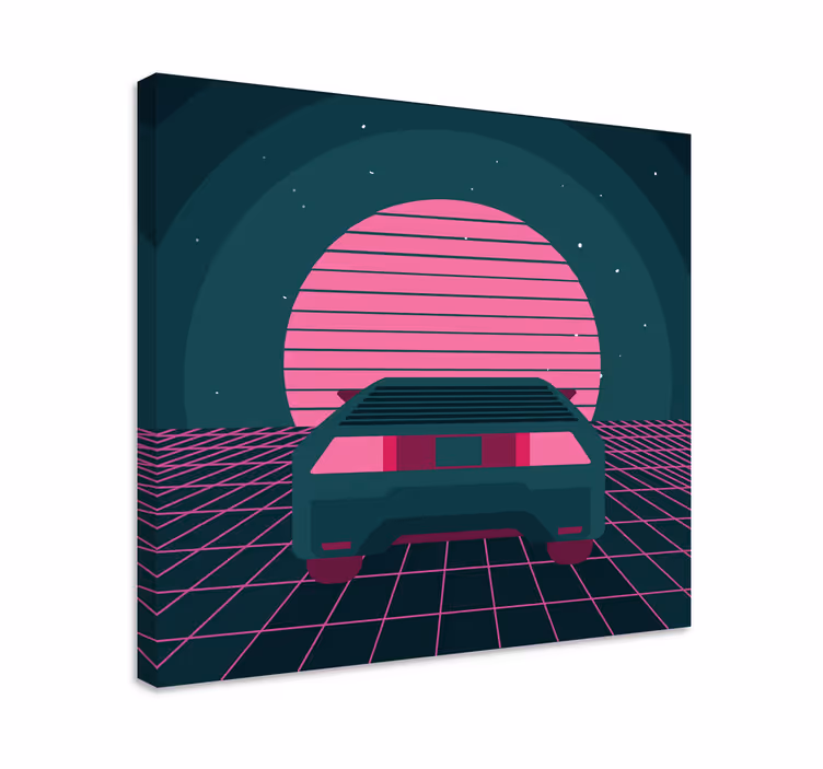 Modern canvas schilderij retro auto scene - TenStickers