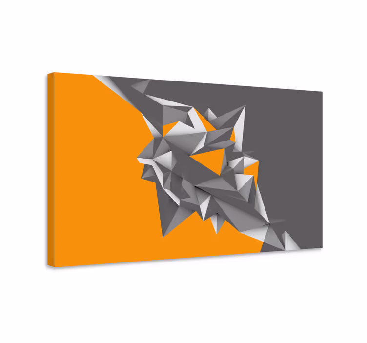 3D canvas Grijs en oranje geometrisch - TenStickers
