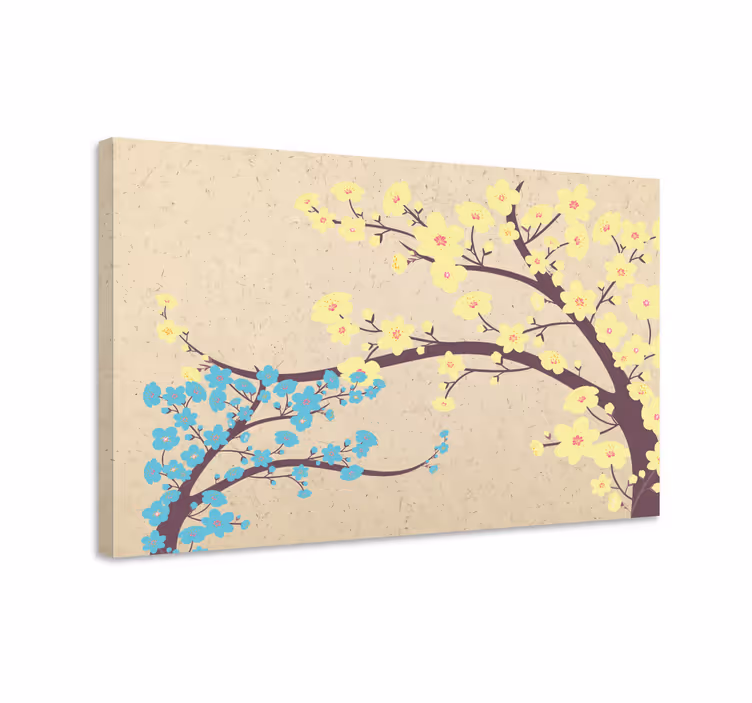 Canvas schilderij bloemen en planten takken in bloei - TenStickers