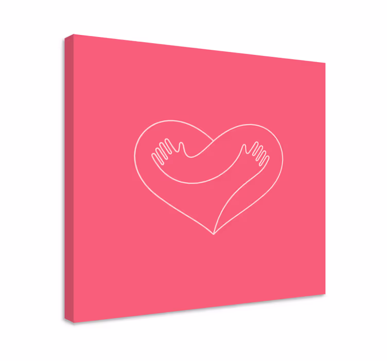 Canvas schilderij rustiek hart omarmende handen - TenStickers