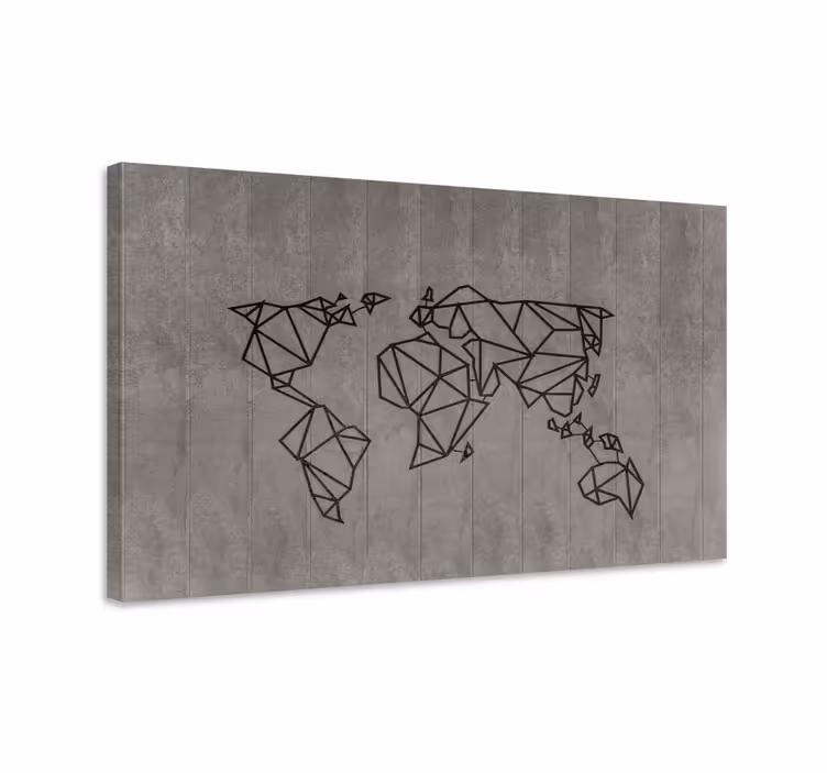 Wereldkaart canvas schilderij geometrische wereldomtrek - TenStickers