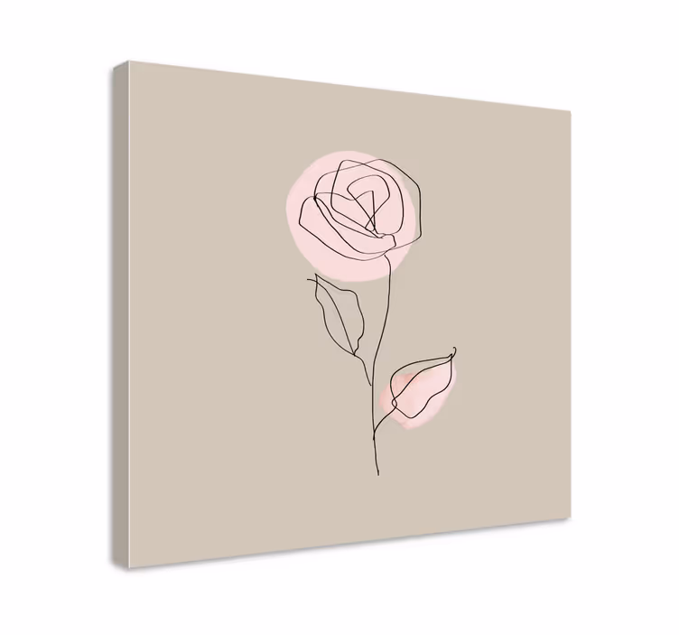 Canvas schilderij bloemen en planten elegant line roos - TenStickers