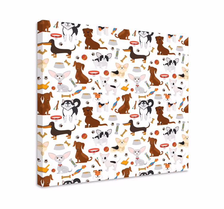 Canvas schilderij hond speelse puppy duo - TenStickers