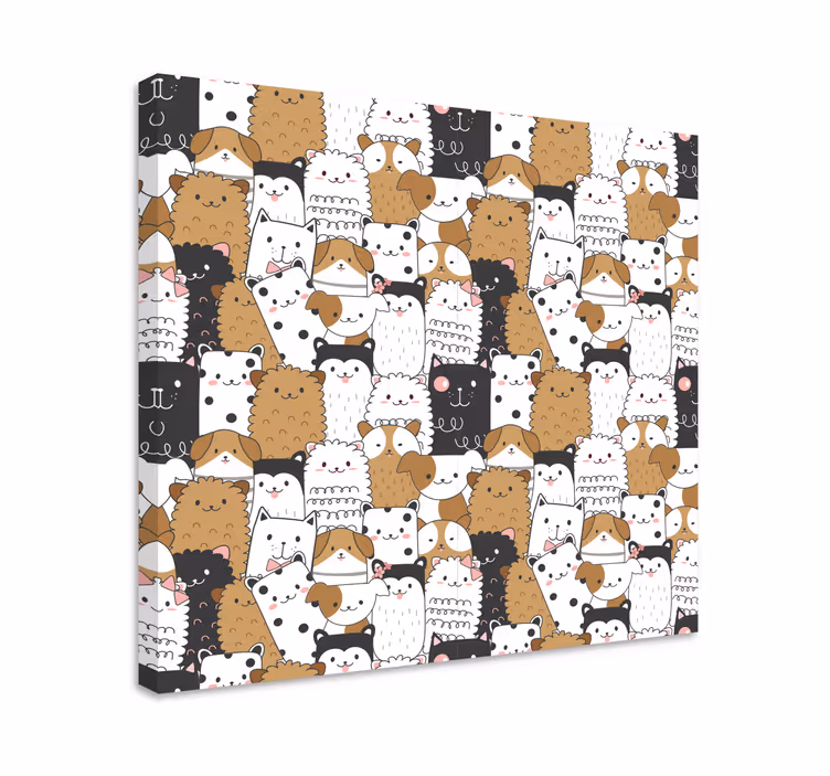 Canvas schilderij dieren schattige dierengezichten - TenStickers