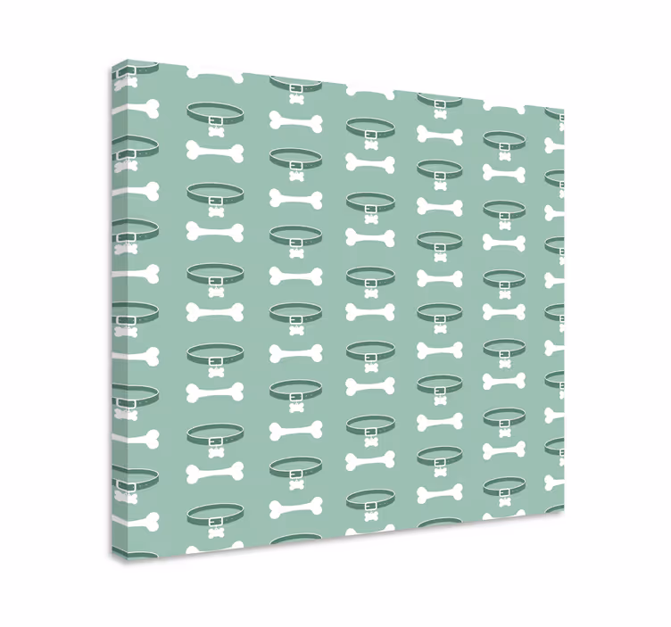 Canvas schilderij hond bot- en halsbandpatroon - TenStickers