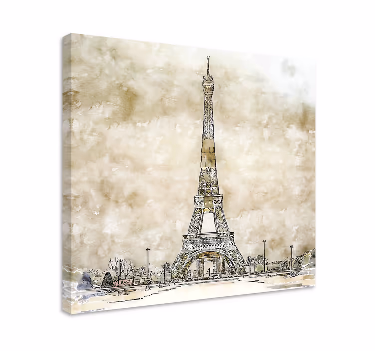 Canvas schilderij landen en steden eiffeltoren schets - TenStickers