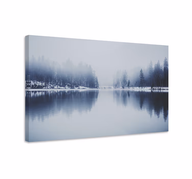 Canvas landschap mistige bosreflectie - TenStickers