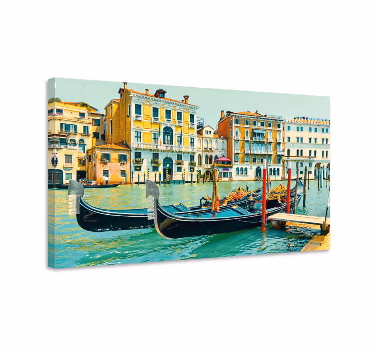 Canvas schilderij landen en steden venetiaanse gondels - TenStickers