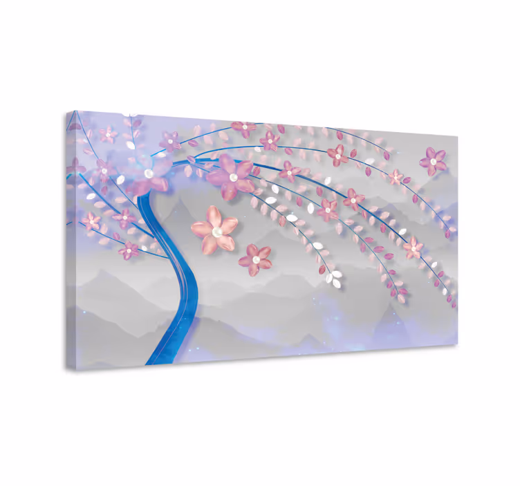 Canvas schilderij bloemen en planten sakura bloesem tak - TenStickers
