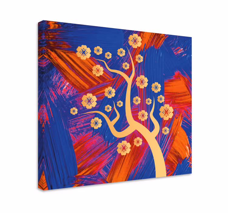 Canvas schilderij bloemen en planten boom met bloesems - TenStickers
