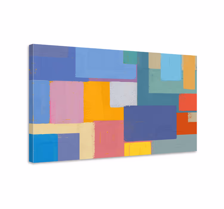 Canvas schilderij abstract vrolijke geometrische figuren - TenStickers