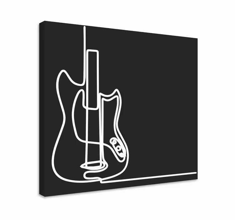Canvas schilderij muziek elektrische gitaar omlijning - TenStickers