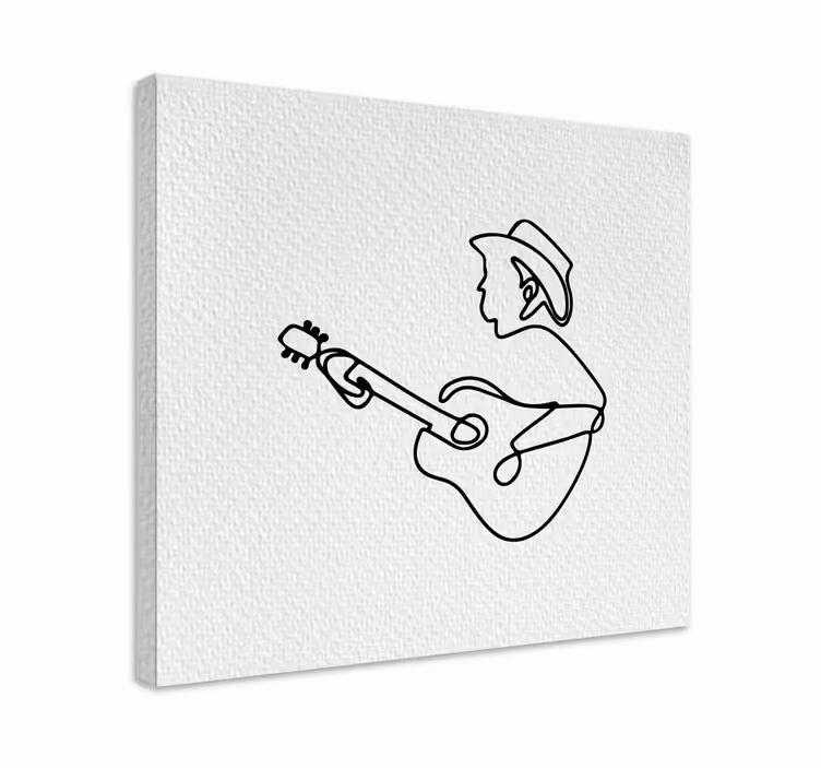 Canvas schilderij muziek gitaarspelende cowboy - TenStickers