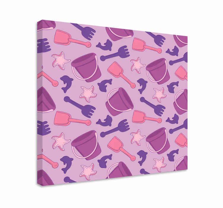 Canvas schilderij kinderen strand speelgoed patroon - TenStickers
